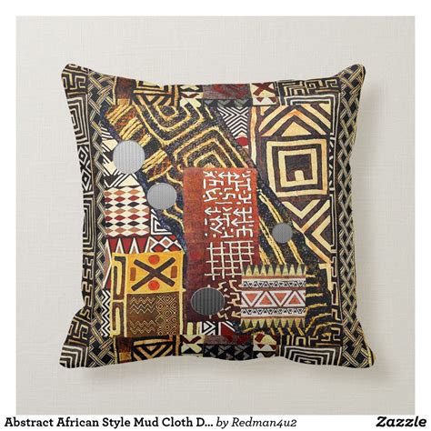 Abstract African Style Mud Cloth Design Throw Pillow African Inspired