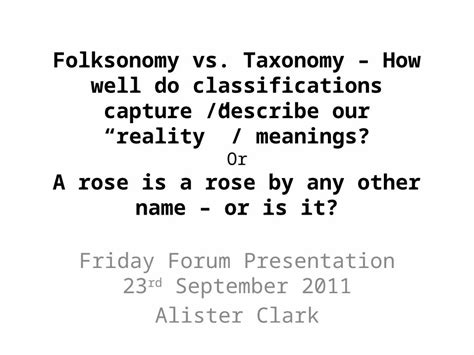 (PPTX) Folksonomy vs. Taxonomy – How well do classifications capture ...