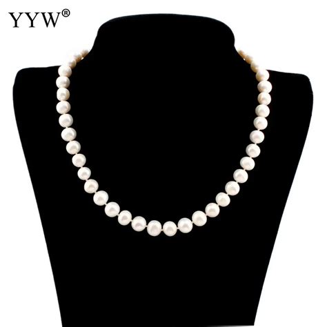 Real Freshwater Natural Pearl Necklace Casual 9 10mm Round Pearl