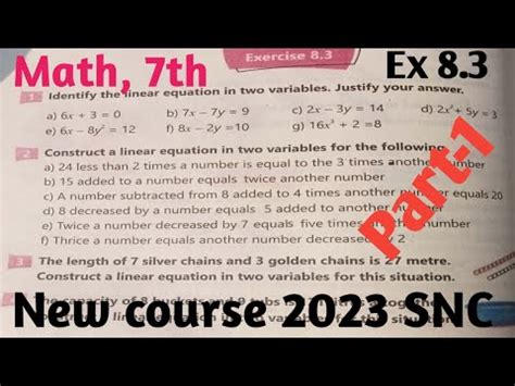 Exercise 8 3 Class 7 Math New Course 2023 Kpk And PTB Class 7th Math