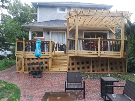 Elevated Deck And Pergola With Paver Patio By Villa Park Il Deck Pergola And P Traditional