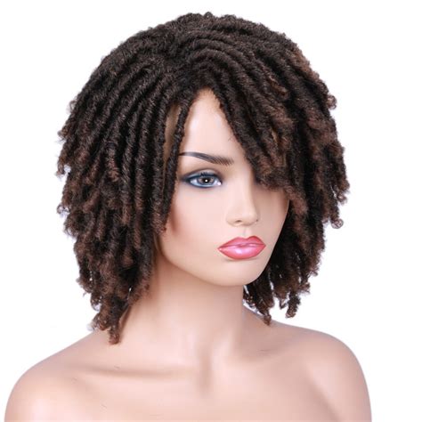 Short African Synthetic Afro Dreadlock Wigs Ombre Braided Crochet Hair