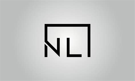 Letter NL logo design. NL logo with square shape in black colors vector ...