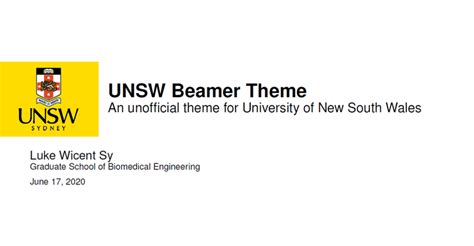 Latex Beamer Unsw Slides Luke Sy Phd Candidate