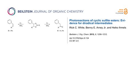 BJOC Photoreactions Of Cyclic Sulfite Esters Evidence For Diradical