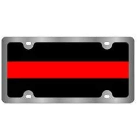 Thin Red Line License Plate Black