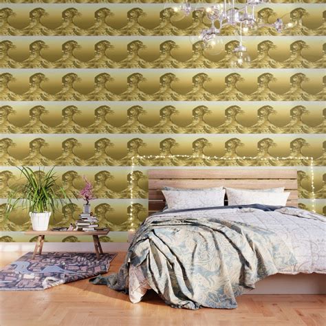 Gold Hokusai Great Wave Wallpaper By Factorie Society6