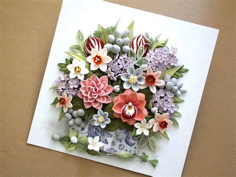 3d Paper Quilling Wall Decoration Of Spring Flowers Paper Anniversary