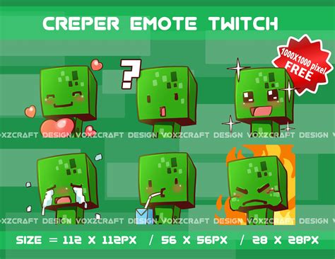 Creper Twitch Emotes Pack, minecraft Twitch Emotes, Twitch Emotes For Streamer, Discord sub ...