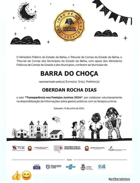 Barra Do Cho A Recebe Selo De Transpar Ncia Nos Festejos Juninos Blog