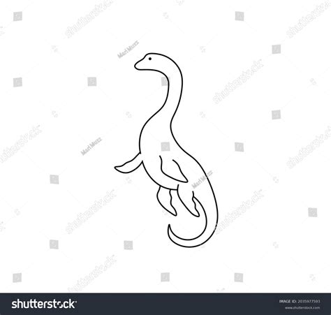 Vector Isolated Loch Ness Monster Contour Line Royalty Free Stock Vector 2035977593