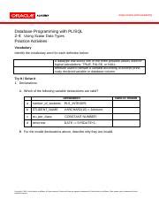 PLSQL 2 4 Practice Pdf Oracle Academy Database Programming