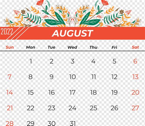 Calendario Agosto Png Pngwing