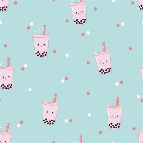 Premium Vector Cute Seamless Bubble Milk Tea Pattern