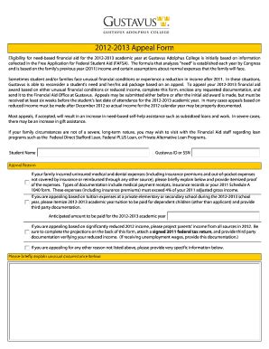 Fillable Online Gustavus Appeal Form Gustavus Fax Email