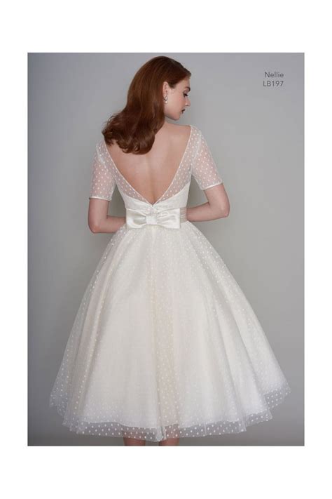 NELLIE 1950s Tea Length Polka Dot Short Vintage Wedding Dress With