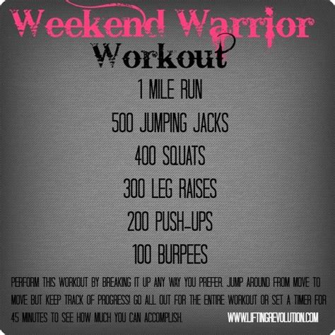 The 1000 Calorie Weekend Warrior Workout Warrior Workout Calorie