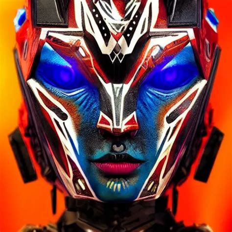 A Female Transformer With Tribal Paint Glowing Eyes Stable Diffusion