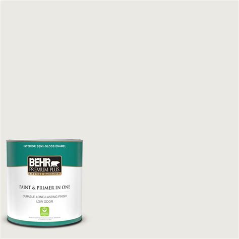 Behr Premium Plus 1 Qt Ppu24 14 White Moderne Semi Gloss Enamel Low