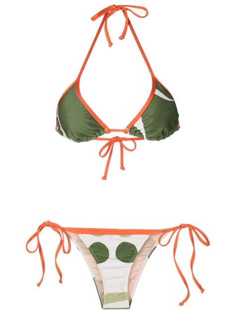 Adriana Degreas Colour Block Triangle Bikini Set Farfetch