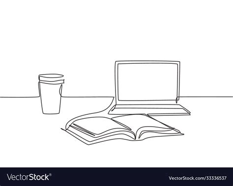 Single continuous line drawing computer laptop Vector Image