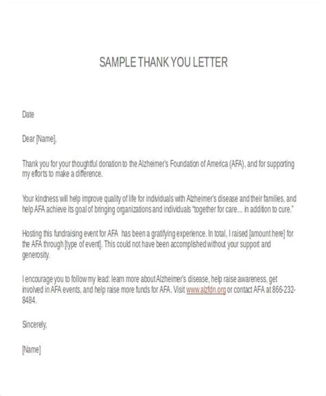 Sample Letter With Thank You Form