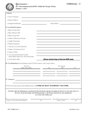 Fillable Online Form T Office Of The Navajo Tax Commission Fax