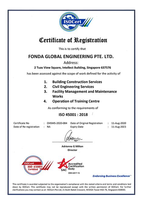 License Certification Fonda Global Engineering