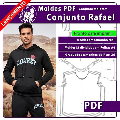 Molde de Conjunto Casaco Moletom e Calça Rafael em Pdf Atacadão da