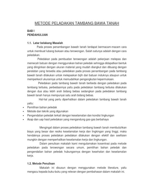 Pdf 169996181 Metode Peledakan Tambang Bawah Tanah Dokumentips