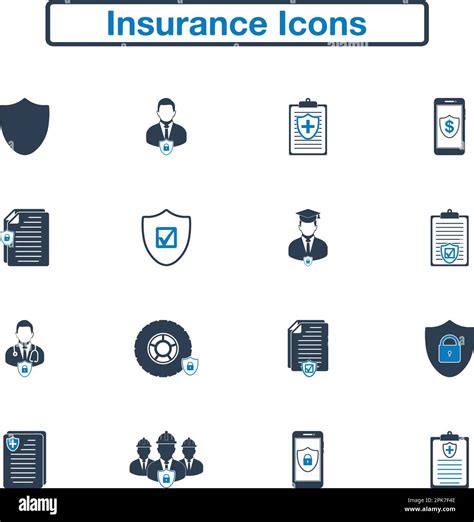 Insurance Icon Set Flat Style Vector Eps Stock Vector Image Art Alamy