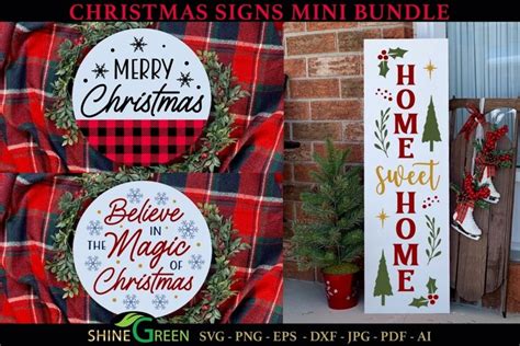 Christmas Round Sign Svg Bundle With Home Porch Sign Svg