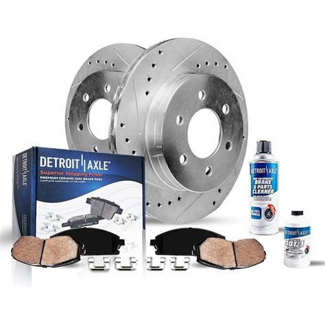 Detroit Axle 305mm Front Drilled Slotted Brakes And Rotors Brake Pads