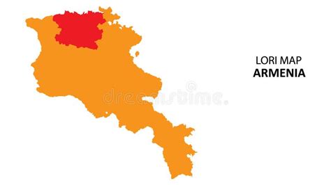 Mapa Del Estado Y Regiones De Lori Resaltado En El Mapa De Armenia