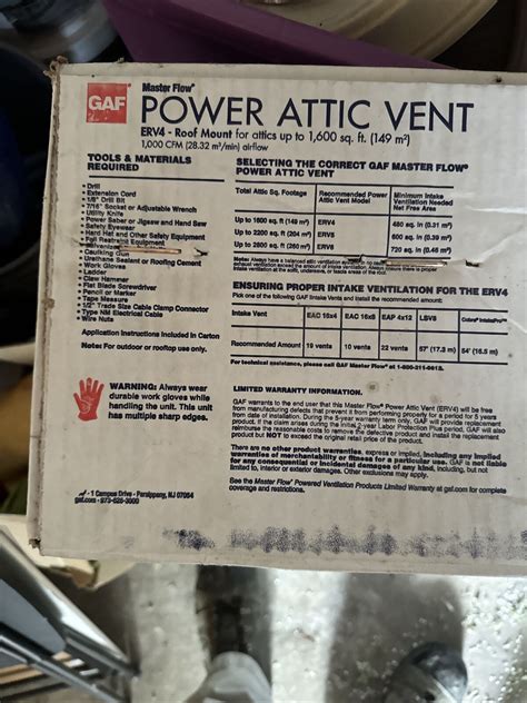 Master Flow Power Attic Vent Erv New In Box Ebay