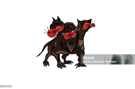 Cerberus Hellhound Mythological Three Headed Dog Stock Illustration