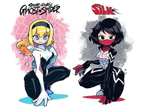 Gwen Stacy Spider Gwen Silk And Cindy Moon Marvel And 1 More Drawn By Rariatto Ganguri