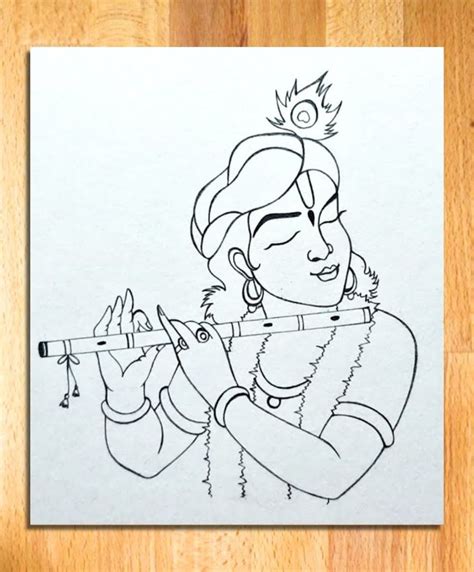 Krishna Thakur Drawing Lord Krishna Line Art Pencil Drawing For