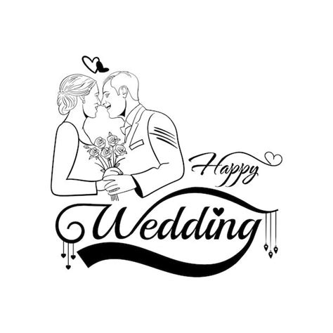 Premium Vector Happy Wedding Logo Design With Romantic Couple