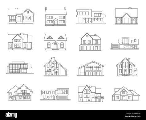 House Icons Flat Set Stock Vector Image Art Alamy