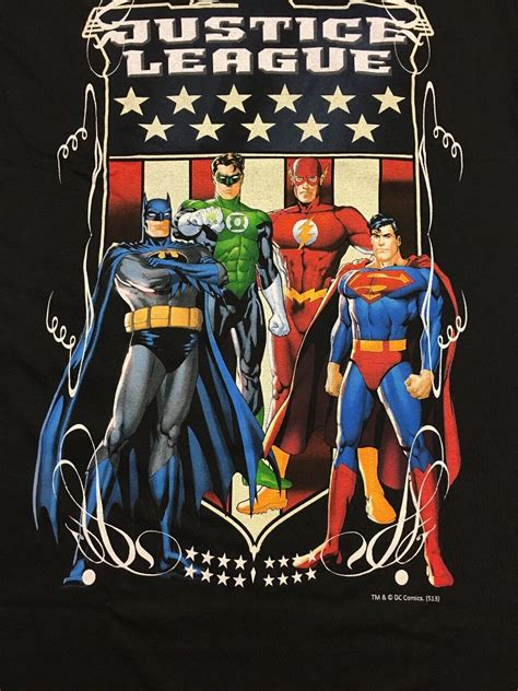 Justice League T Shirt Batman Superman Flash Green Lantern Black Men