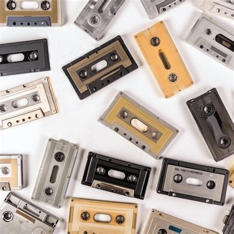 Premium Photo | Retro audio cassettes on a white background Set of ...