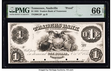 Nashville, TN - Traders Bank of Tennessee $1 Oct. 1st, 1855 TN-200