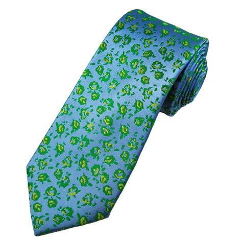 Tresanti Celeste Light Blue Green Lemon Floral Patterned Men S Silk