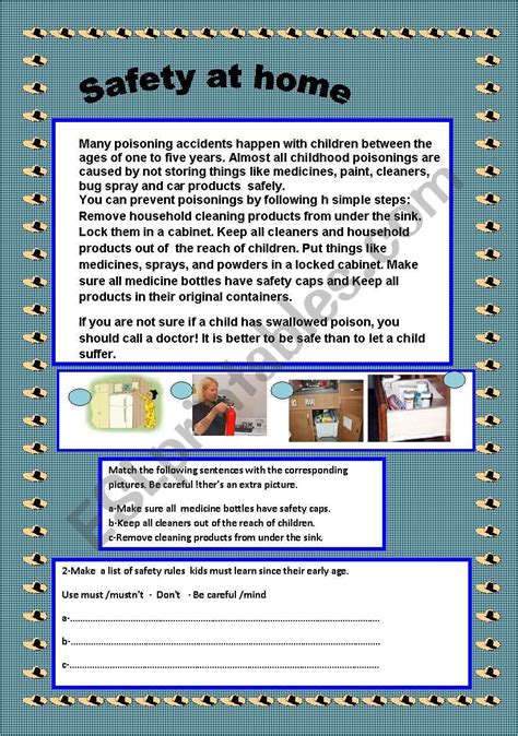 Safety At Home Esl Worksheet By Houda Benbrahim