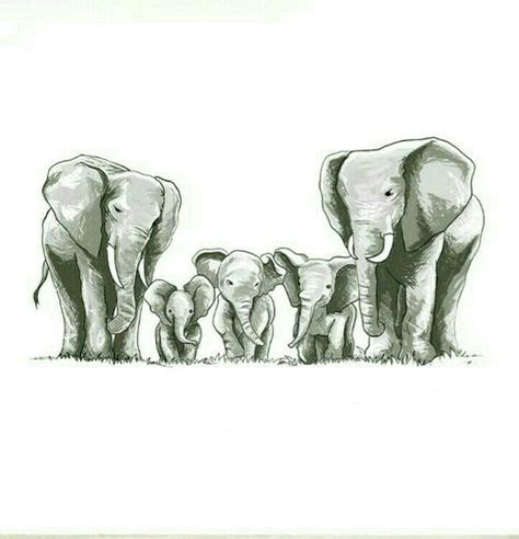 Elephant Family Drawing