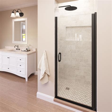 Basco Infinity 34 In X 76 In Semi Frameless Hinged Shower Door In Oil Rubbed Bronze With