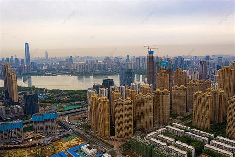 Wuhan City Building Complex At Sunset Background Wuhan City Building