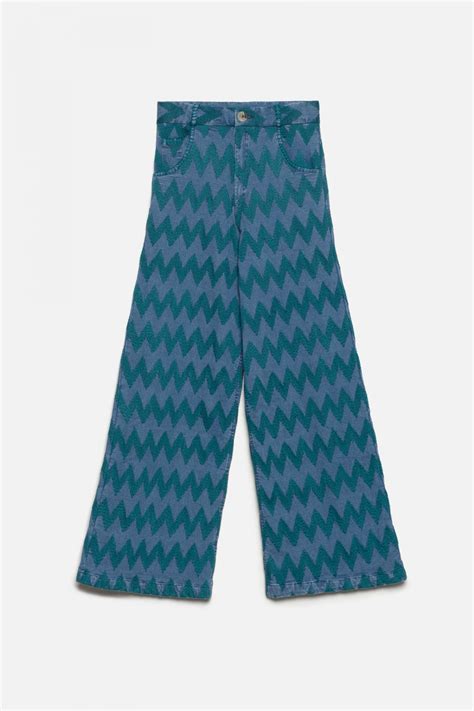 Pantal N Denim Zig Zag Verde Bordado Michonet