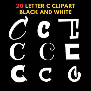 letter C clipart black and white by Super Robert70 | TPT